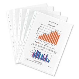 Elba Standard Clear Multipunched Pocket White Strip 40 Micron A4 Pk100 203408 [Pack 100]