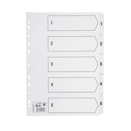 5 Star Index 230 micron Card with Clear Mylar Tabs 1-5 A4 White