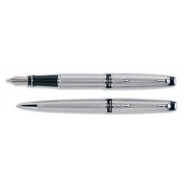 Waterman Expert Fountain Pen Satin Matt Chrome with Stainless Steel Nib Medium Ref S0952060