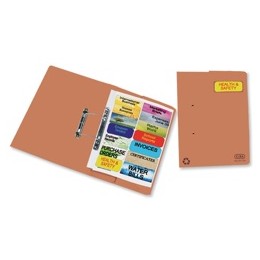 Elba Fusion Transfer Spring Pocket File Recycled Manilla 380gsm Foolscap Orange Ref 100092113 [Pack 25]