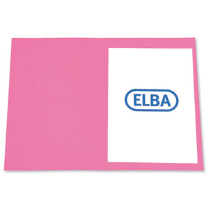 Elba Bright Folder Square Cut Recycled Heavyweight 290gsm Foolscap Pink Ref 100090273 [Pack 25]