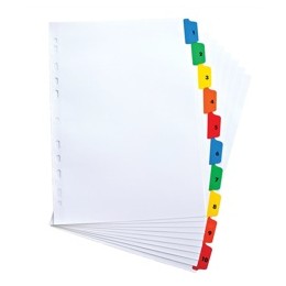 Elba Index Mylar-reinforced Europunched 1-10 with Coloured Mylar Tabs A4 White Ref 100204615