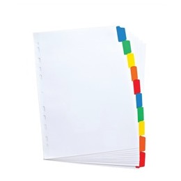 Elba Index Mylar-reinforced Europunched 10-Part with Coloured Mylar Tabs A4 White Ref 100204941