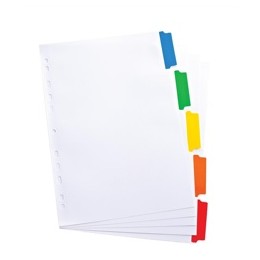 Elba Index Mylar-reinforced Europunched 5-Part with Coloured Mylar Tabs A4 White Ref 100204963