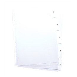 Elba Index Mylar-reinforced Europunched 1-5 Clear Tabs A4 White Ref 100204623