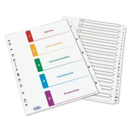Elba Index Mylar-reinforced Unpunched 1-10 Clear Tabs A4 White Ref 400007499 [Pack 20]
