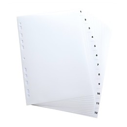 Elba Polypropylene Index Europunched A4 1-12 White Ref 100204771