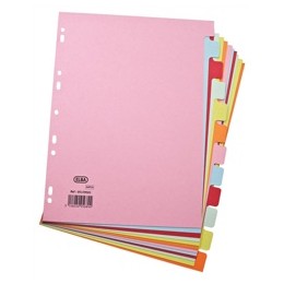 Elba Card Dividers Europunched 12-Part A4 Assorted Ref 400007436