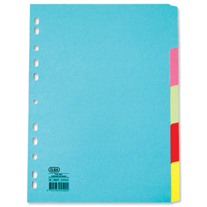 Elba Card Dividers Europunched 5-Part A4 Assorted Ref 100080808 [Pack 50]