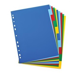 Elba Polypropylene Dividers Europunched A4 10 Part Multicoloured Ref 100205063