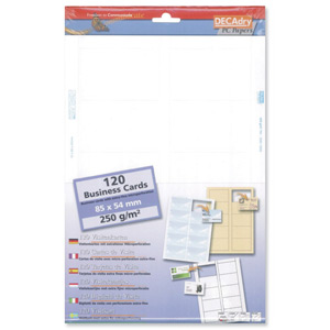 DECAdry MicroLine Business Cards 250gsm White Ref SCW6260 [120 Cards]