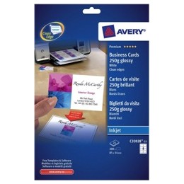 Avery Quick and Clean Business Cards Inkjet 250gsm 8 per Sheet Gloss Ref C32028-25 [200 Cards]