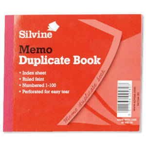 Silvine Duplicate Book Memo Ruled Feint 1-100 102x127mm Ref 603 [Pack 12]