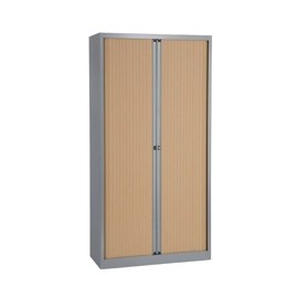 Bisley A4 EuroTambour 4 Shelves W1000xD430xH1980mm Silver Frame Maple Shutters Ref ET410/19.MP arn
