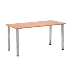 Trexus Conference Table Rectangular Silver Round Legs W1500xD750xH735mm Beech