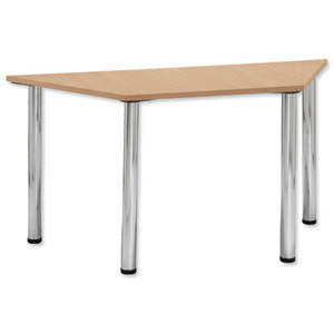 Trexus Conference Table Trapezoidal Silver Round Legs W1500xD750xH735mm Oak