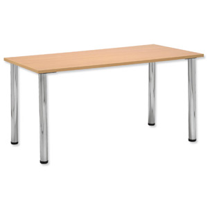 Trexus Conference Table Rectangular Silver Round Legs W1500xD750xH735mm Oak