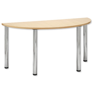 Trexus Conference Table Semicircular Silver Round Legs W1500xD750xH735mm Maple