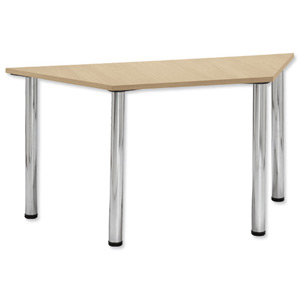 Trexus Conference Table Trapezoidal Silver Round Legs W1500xD750xH735mm Maple