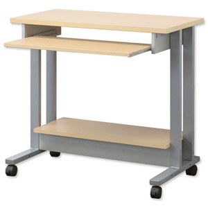 Trexus Workstation Mobile with Keyboard and Printer Shelves W850xD450xH770mm Maple