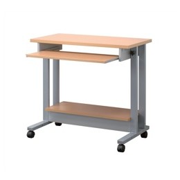 Trexus Workstation Height-adjustable Mobile with Keyboard and Printer Shelves W850xD450xH770-1020mm Beech