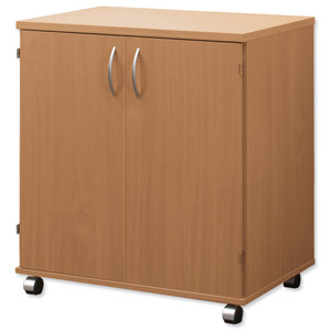 Trexus Mobile PC Cabinet with Keyboard Shelf and Printer Stand W750xD510xH829mm Oak