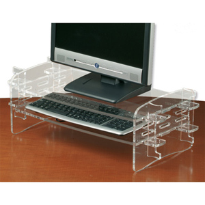Compucessory Monitor and Keyboard Stand Variable Height Capacity 12kg Acrylic Clear Ref 761128