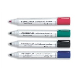 Staedtler Lumocolor Drywipe Markers Bullet Tip 2mm Line Assorted Colours Ref 351WP4 [Wallet 4]