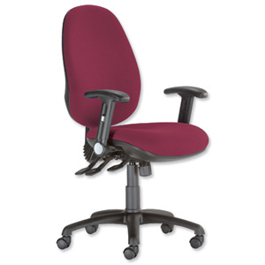 Trexus Wellington Operator Chair 24-7 Adjustable Arms Back H600mm W500xD490xH460-580mm Burgundy