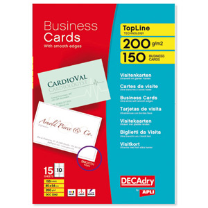 DECAdry TopLine Business Cards Straight Corner White Ref OCC3342 [150 Cards]