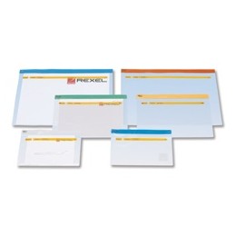 Rexel Carry Zip Bag Heavyweight PVC Clear with Coloured Seal A4 Assorted Ref A4 [Pack 30]