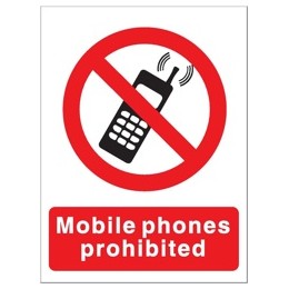 Stewart Superior Mobile Phones Prohibited Self Adhesive Sign Ref P087SAV