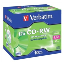 Verbatim CD-RW Rewritable Disk Cased 8x-12x Speed 80min 700Mb Ref 43148 [Pack 10]