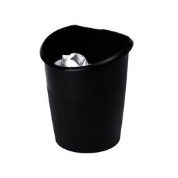 CEP Isis Waste Bin with Flattened Side Moulded Polystyrene 15 Litre Matt and Glossy Black Ref 2109501