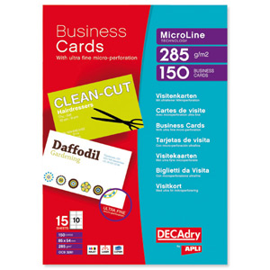 DECAdry MicroLine Business Cards 285gsm Bright White Ref OCB3261-3 [150 Cards]
