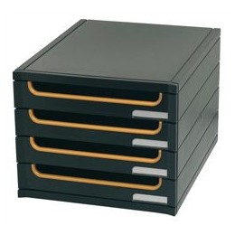 Multiform ExaBuro Filing Unit Set Polystyrene Part-recycled 4 Drawer Black and Orange Ref 312411D