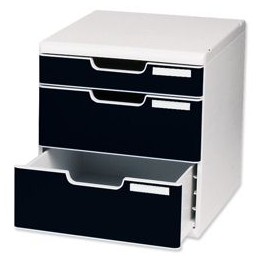 Multiform Modulo Filing Unit 3 Drawer Set with Lock A4 Grey and Black Ref 325014D