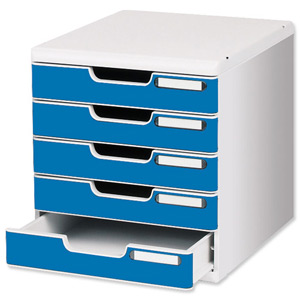 Multiform Modulo Filing Unit 5 Drawer Set with Lock A4 Grey and Blue Ref 301003D