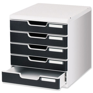 Multiform Modulo Filing Unit 5 Drawer Set with Lock A4 Grey and Black Ref 301014D