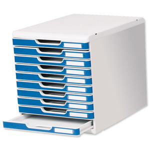 Multiform Modulo Filing Unit 10 Drawer Set with Lock A4 Grey and Blue Ref 302003D