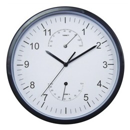 Alba Weather Wall Clock Quartz with Temperature and Hygrometry Functions Diameter 300mm Ref HORMET