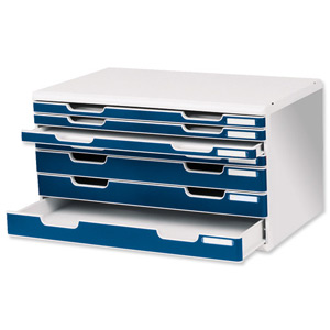 Multiform Modulo Filing Unit 7 Drawer Set with Lock A3 Grey and Blue Ref 323003D
