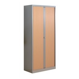 Bisley A4 EuroTambour Including 4 Shelves W1000xD430xH1980mm Beech Shutters Silver Frame Ref ET410/19/4SB