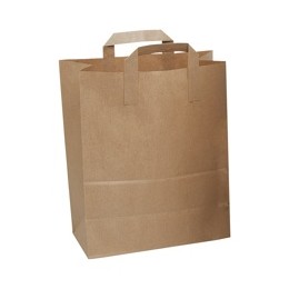 Ambassador Brown Paper Carrier Bags Flat Handle W254xD140xH300mm Ref SOSLGEB [Pack 250]