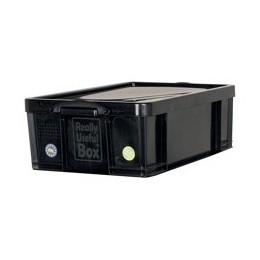 Really Useful Storage Box Plastic Recycled Robust Stackable 50 Litre W440xD710xH230mm Black Ref 50L
