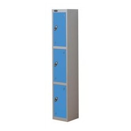 Trexus Plus 3 Door Locker Nest of 1 Extra Depth ACTIVECOAT W305xD460xH1780mm Silver Blue Ref 863749