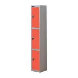 Trexus Plus 3 Door Locker Nest of 1 Extra Depth ACTIVECOAT W305xD460xH1780mm Silver Red Ref 863757