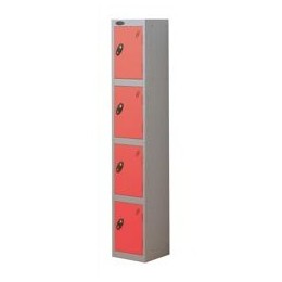 Trexus Plus 4 Door Locker Nest of 1 ACTIVECOAT W305xD305xH1780mm Silver Red Ref 864176