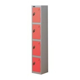 Trexus Plus 4 Door Locker Nest of 1 Extra Depth ACTIVECOAT W305xD460xH1780mm Silver Red Ref 864231