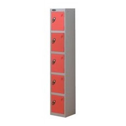 Trexus Plus 5 Door Locker Nest of 1 ACTIVECOAT W305xD305xH1780mm Silver Red Ref 864655